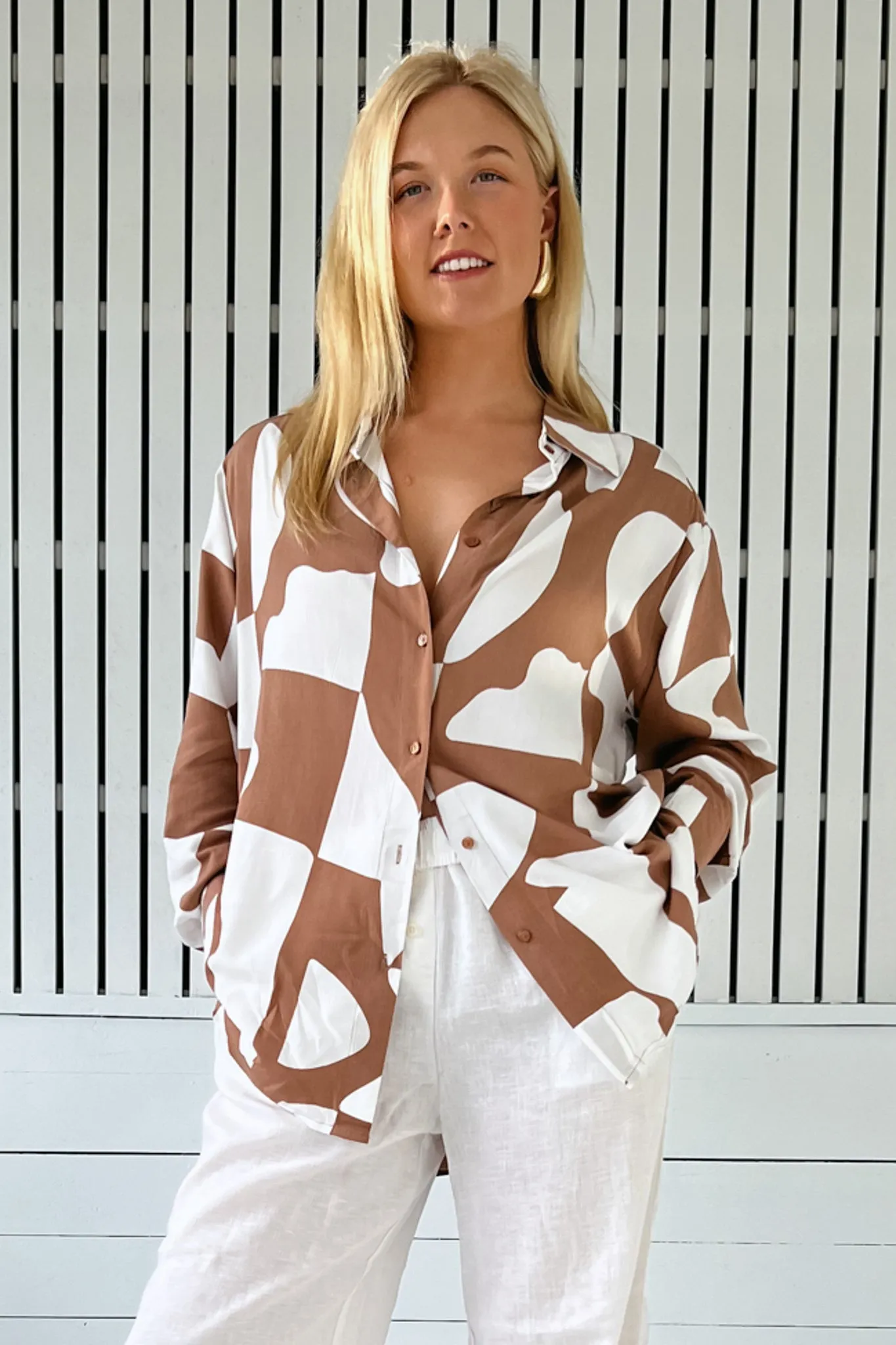 JAASE - Stevie Shirt: High-Low Button Down Shirt in Boston Print sold by Salty Crush product image thumbnail 4