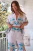 Jett Pants - High Waist Crop Straight Leg Pants in Palm Cove Print sold by Salty Crush