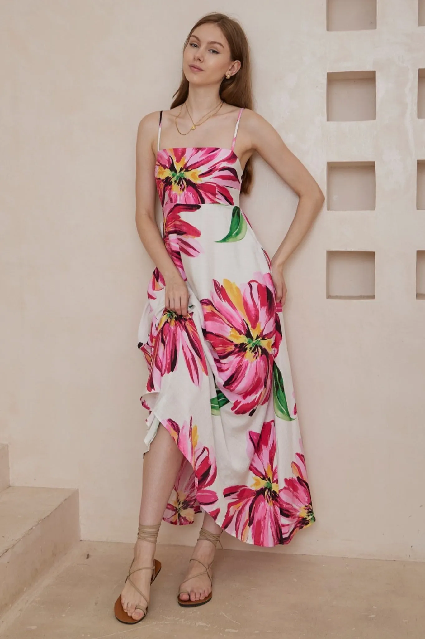 Bonita Maxi Dress: Spaghetti Strap Sun Dress in Lisbeth Print sold by Salty Crush product image thumbnail 2