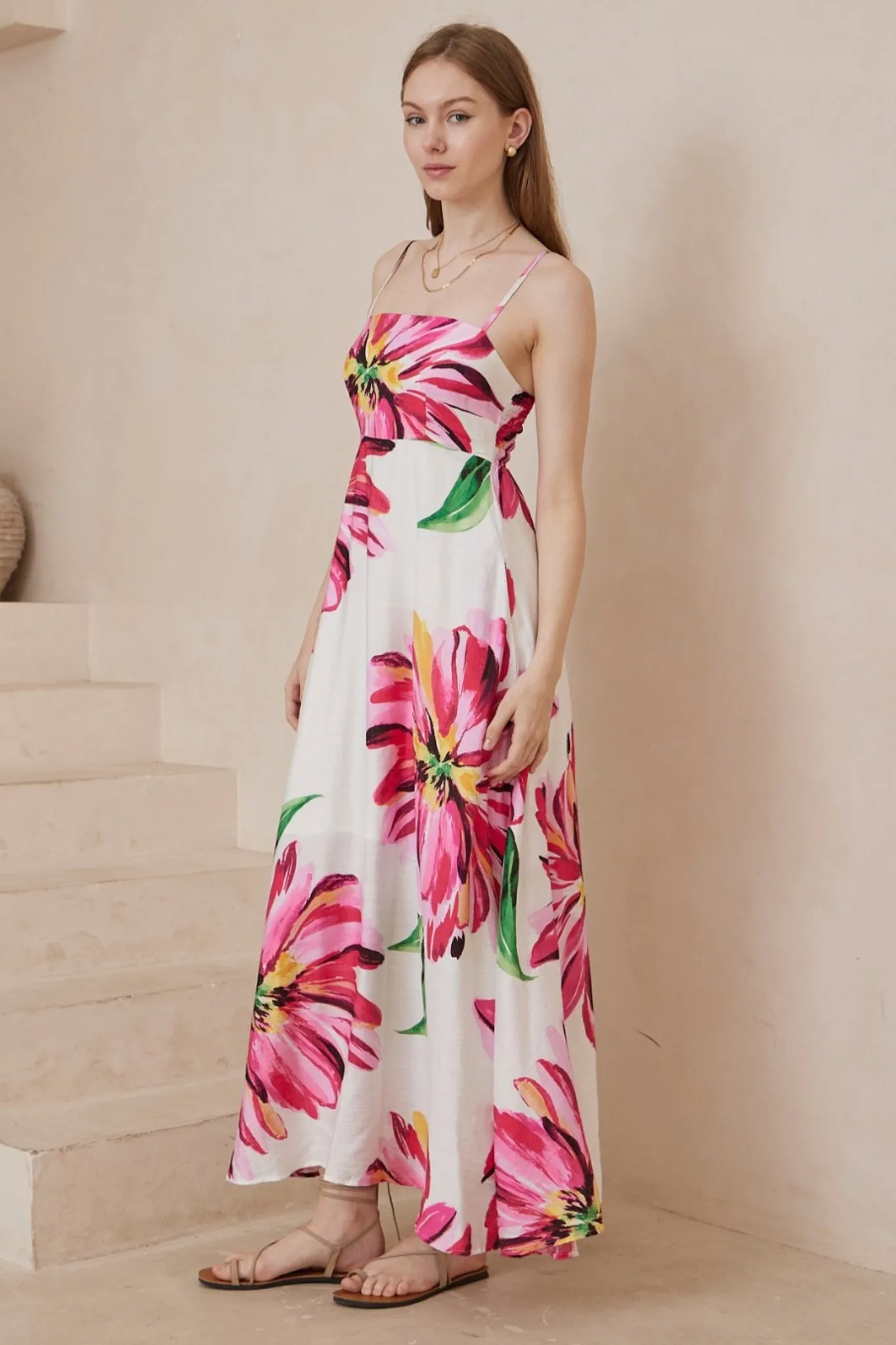 Bonita Maxi Dress: Spaghetti Strap Sun Dress in Lisbeth Print sold by Salty Crush product image thumbnail 3
