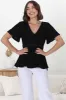 Aster Top - Pull Over Top with Rick Rack Detailing in Black sold by Salty Crush