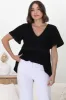 Aster Top - Pull Over Top with Rick Rack Detailing in Black sold by Salty Crush