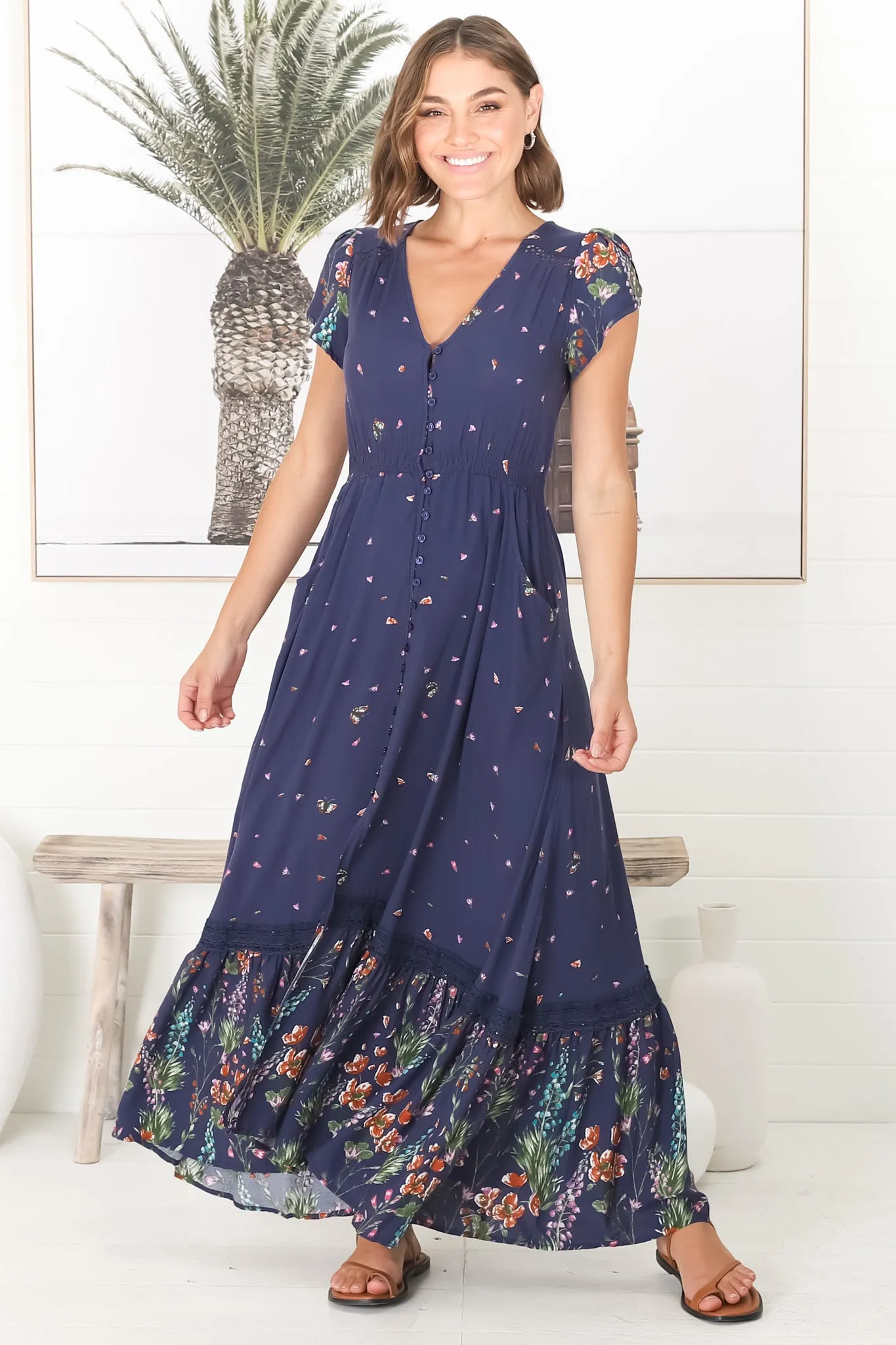 Carmen - Raining Flowers Maxi Dress sold by Salty Crush product image thumbnail 5