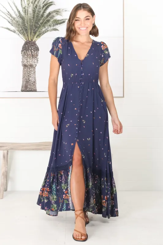 Carmen - Raining Flowers Maxi Dress sold by Salty Crush