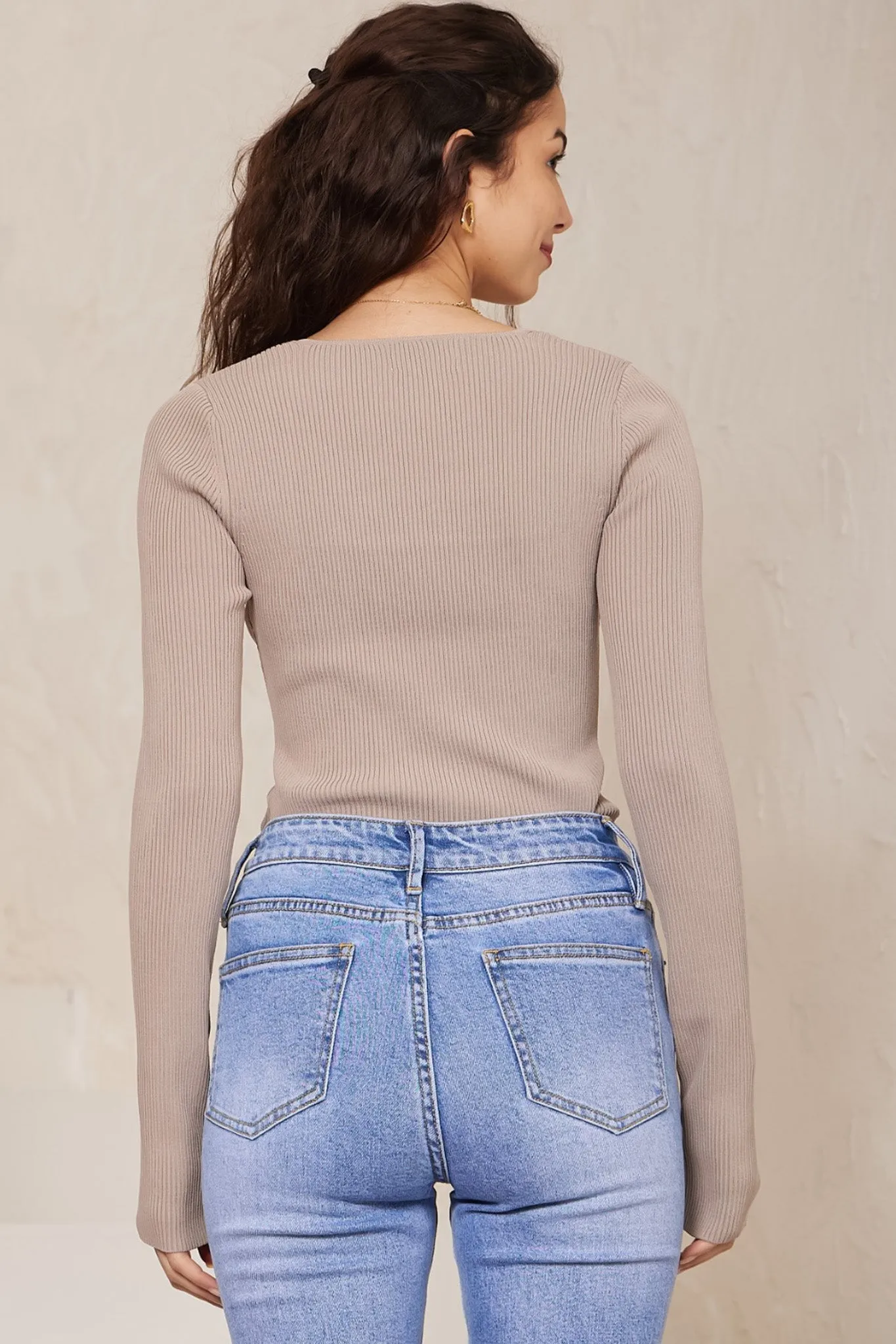 Jane Jumper - Square Neckline Ribbed Knit in Oatmeal sold by Salty Crush product image thumbnail 4