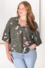JAASE - Gabriella Top: Mandarin Collar Deep V Neck Crochet Trim Top In Birds Paradise sold by Salty Crush