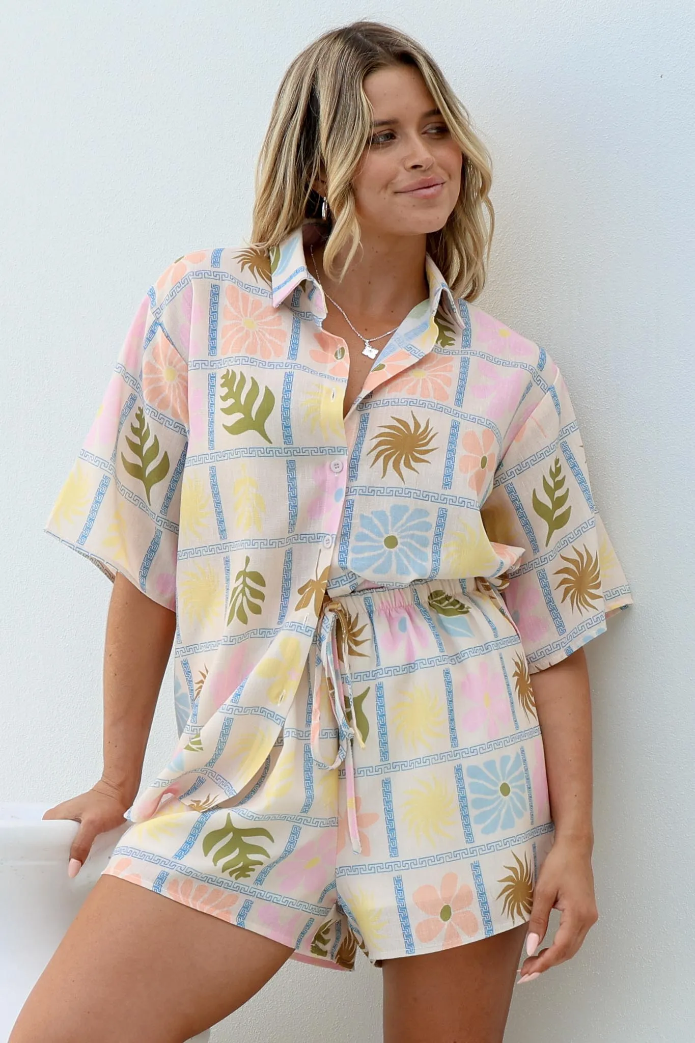 Mirian Button Up Shirt And Shorts Set - Ebbe Print in Blue sold by Salty Crush product image thumbnail 5