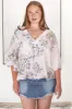 Gabriella Top - Mandarin Collar Deep V Neck Crochet Trim Top in Blooming Bouquet Print sold by Salty Crush