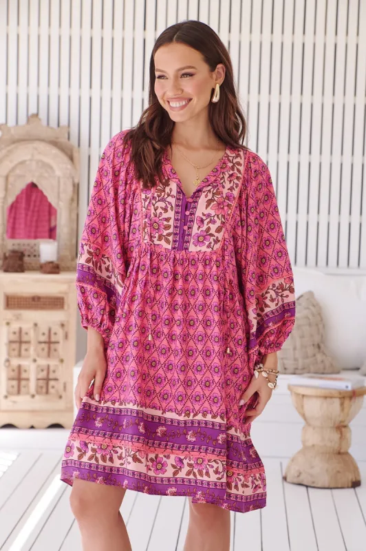 JAASE - Adela Mini Dress: Oversized Batwing Smock Dress in Jolene Print sold by Salty Crush