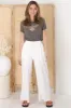 Leslie Linen Pants - Lined Linen Elasticated Waist Straight Leg Pants in White sold by Salty Crush