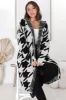 Celie Cardigan - Long Line Open Hooded Graphic Cardigan in Black sold by Salty Crush