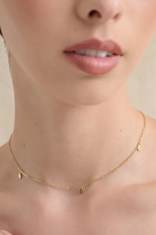 Diamante Teardrop Plated Necklace - Gold made by Salty Crush