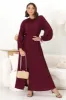 Amelie Maxi Dress - Frill Collar Button Through Dress with Waist Tie in Wine sold by Salty Crush