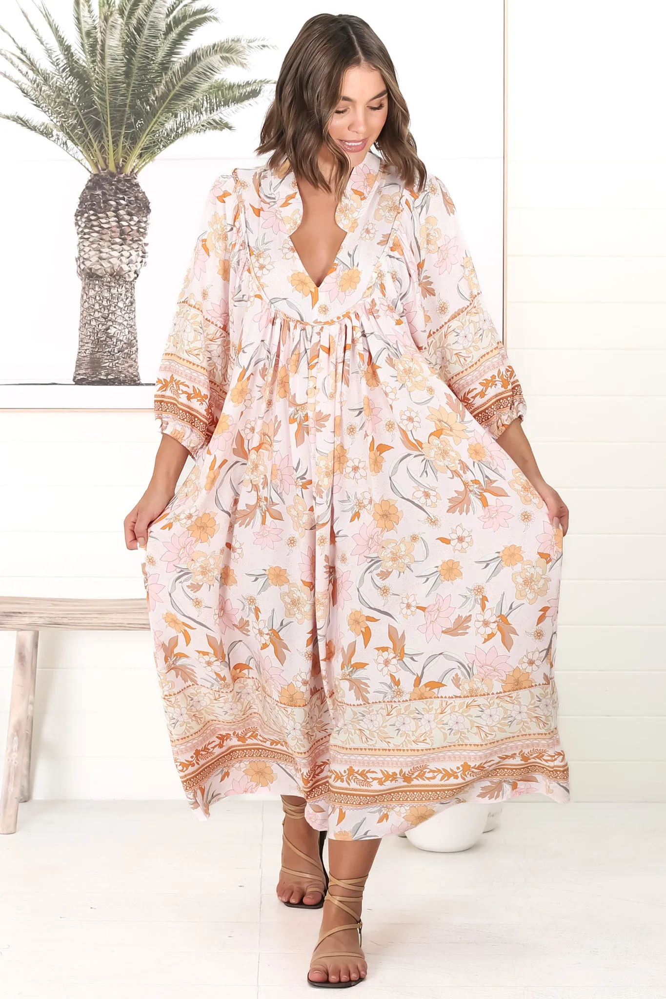 Boheme - Peach Dahlia Midi Dress sold by Salty Crush product image thumbnail 4