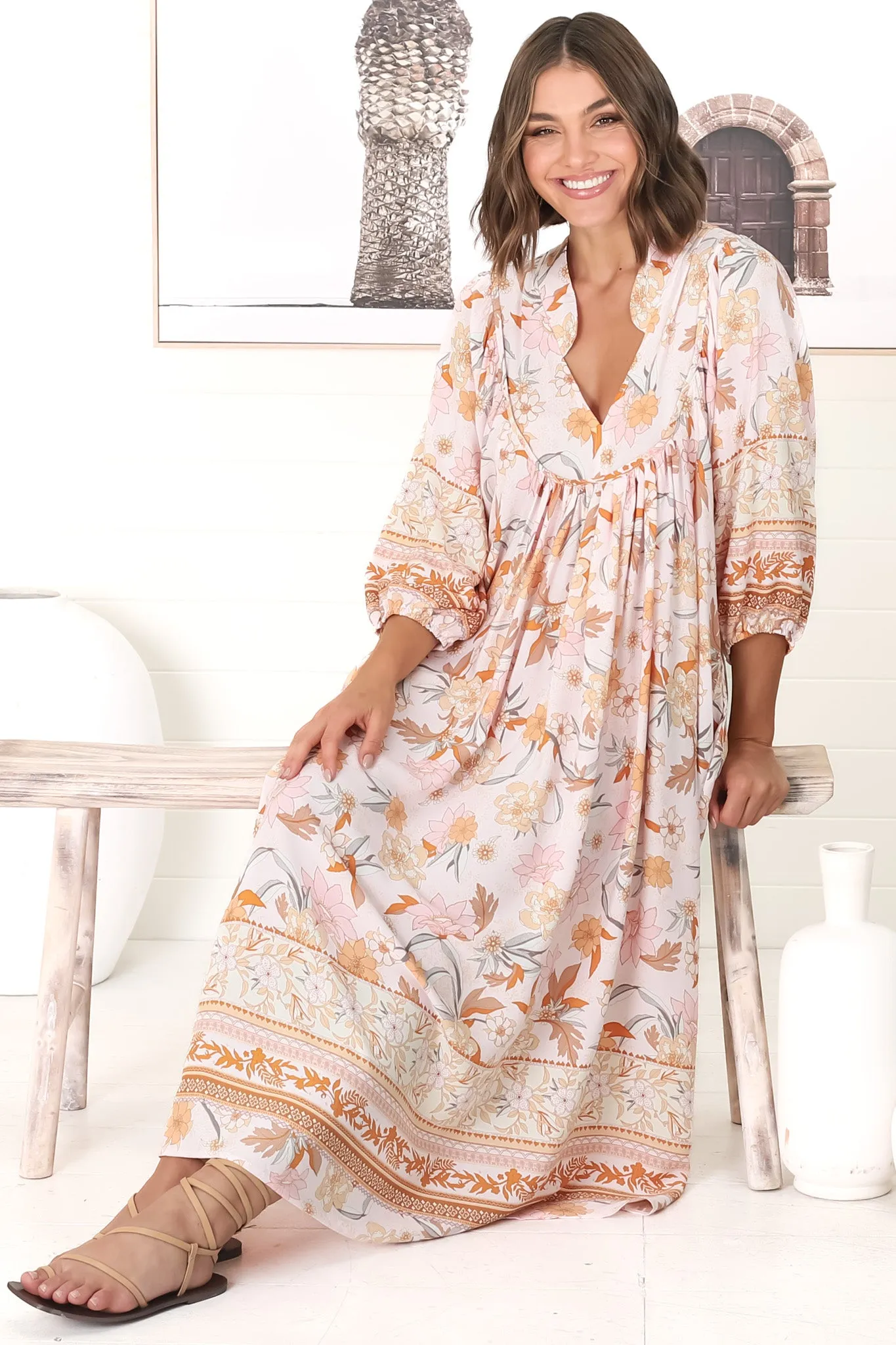 Boheme - Peach Dahlia Midi Dress sold by Salty Crush product image thumbnail 3