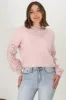 Roland Jumper -  Crew Neck Open Knit Sleeve Jumper in Pink sold by Salty Crush