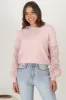 Roland Jumper -  Crew Neck Open Knit Sleeve Jumper in Pink sold by Salty Crush