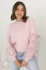 Roland Jumper -  Crew Neck Open Knit Sleeve Jumper in Pink sold by Salty Crush
