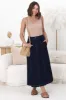Delta Denim Midi Skirt - A Line Skirt with Contrast Stitching in Raw Denim sold by Salty Crush