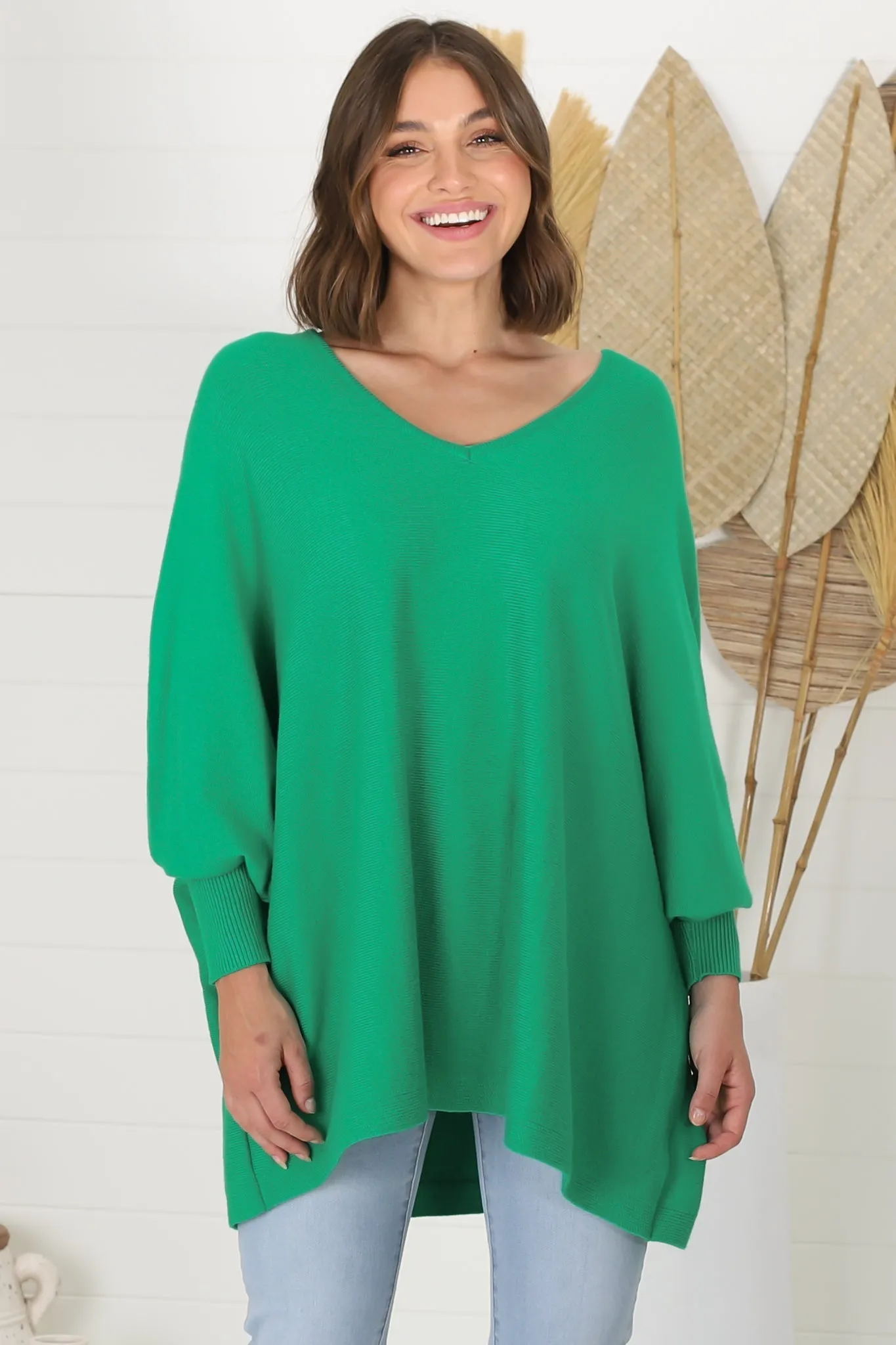 Pier Jumper - Oversized Batwing Knit Jumper in Green sold by Salty Crush product image thumbnail 5