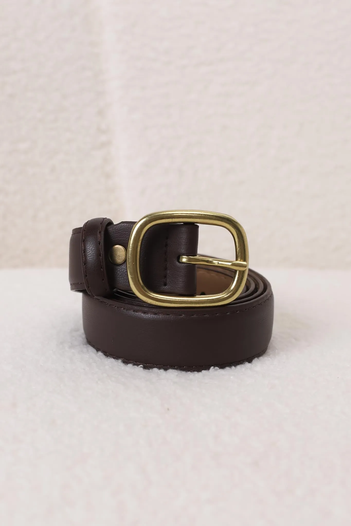 Ezra Gold Buckle Belt - Brown sold by Salty Crush