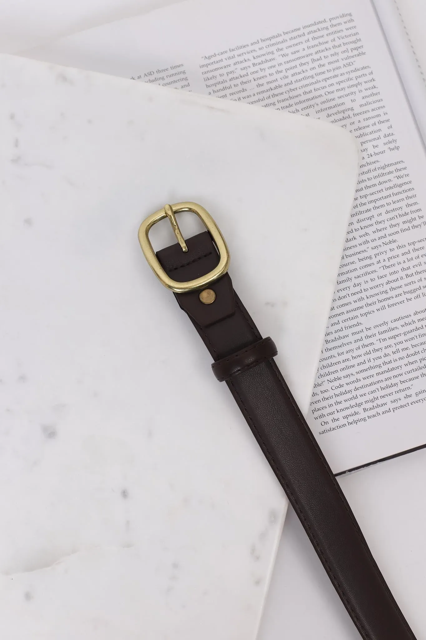 Ezra Gold Buckle Belt - Brown sold by Salty Crush product image thumbnail 2