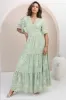 Madeline Maxi Dress - Lace Trim Embroidered A Line Dress in Mint sold by Salty Crush