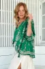 JAASE - Rue Top: V Neck Smock Top with Crochet Trim in Kiva Print sold by Salty Crush