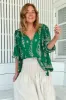 JAASE - Rue Top: V Neck Smock Top with Crochet Trim in Kiva Print sold by Salty Crush