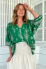 JAASE - Rue Top: V Neck Smock Top with Crochet Trim in Kiva Print sold by Salty Crush