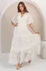 Madeline Maxi Dress - Lace Trim Embroidered A Line Dress in Cream sold by Salty Crush
