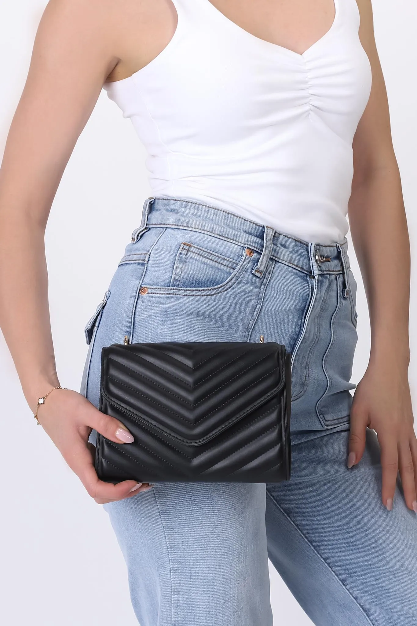 Rosie Chevron Quilted Bag - Black sold by Salty Crush product image thumbnail 2