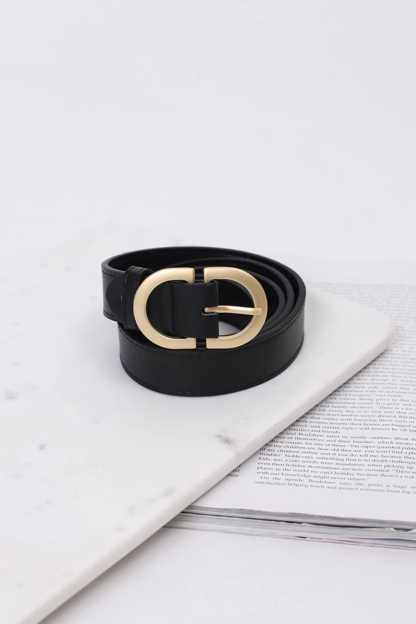 Blake Oval Buckle Belt - Black sold by Salty Crush
