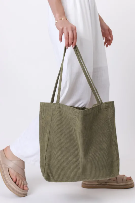 Rover Corduroy Tote Bag - Army Green sold by Salty Crush