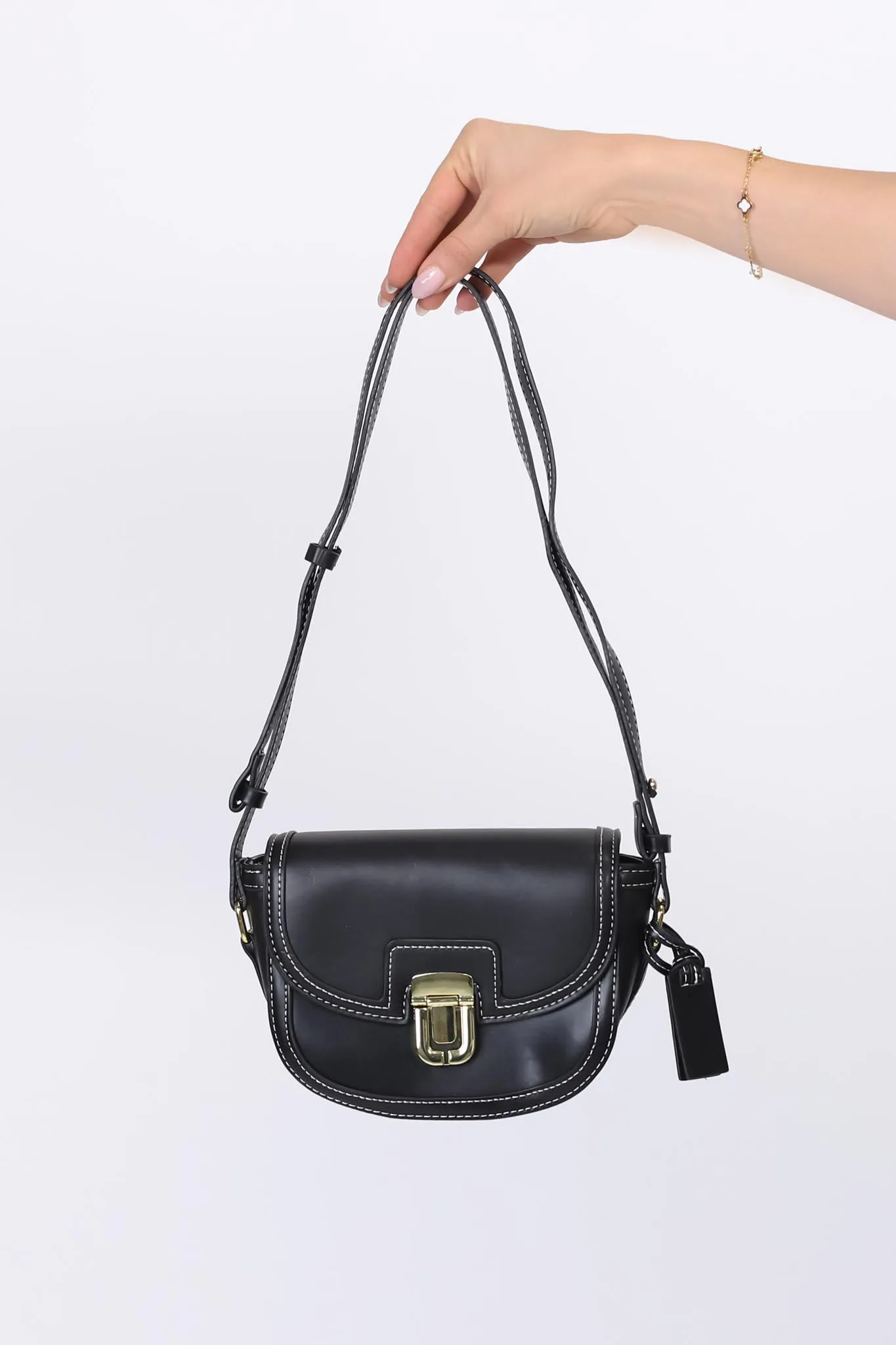 Collins Contrast Stitching Saddle Bag - Black sold by Salty Crush product image thumbnail 4