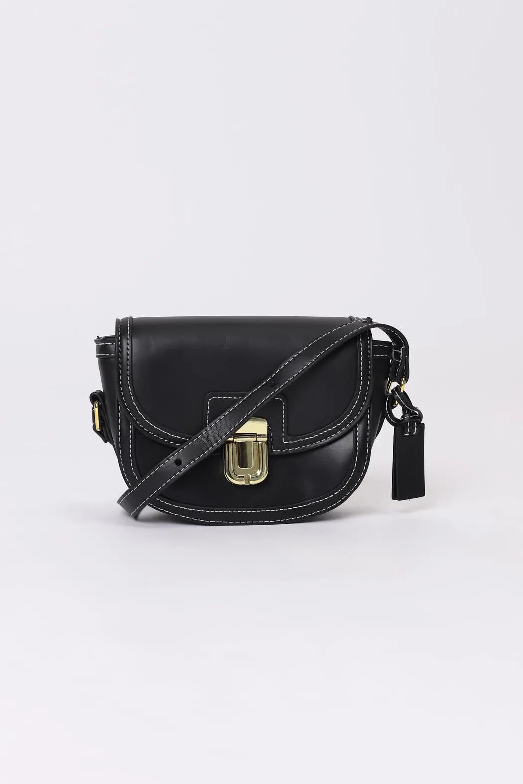 Collins Contrast Stitching Saddle Bag - Black sold by Salty Crush product image thumbnail 5