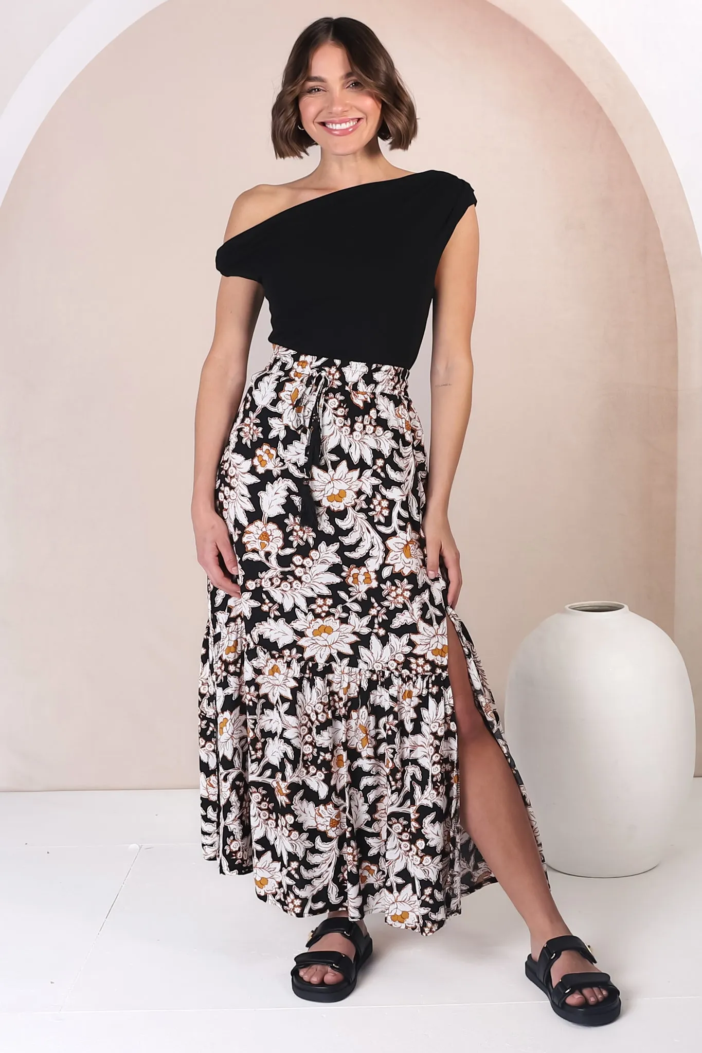 Hellen Maxi Skirt - High Waisted Skirt with Front Splits in Torah Print sold by Salty Crush product image thumbnail 5