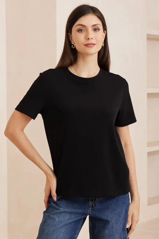 Charlotte T-Shirt - Classic Crew Neck Tee in Black sold by Salty Crush