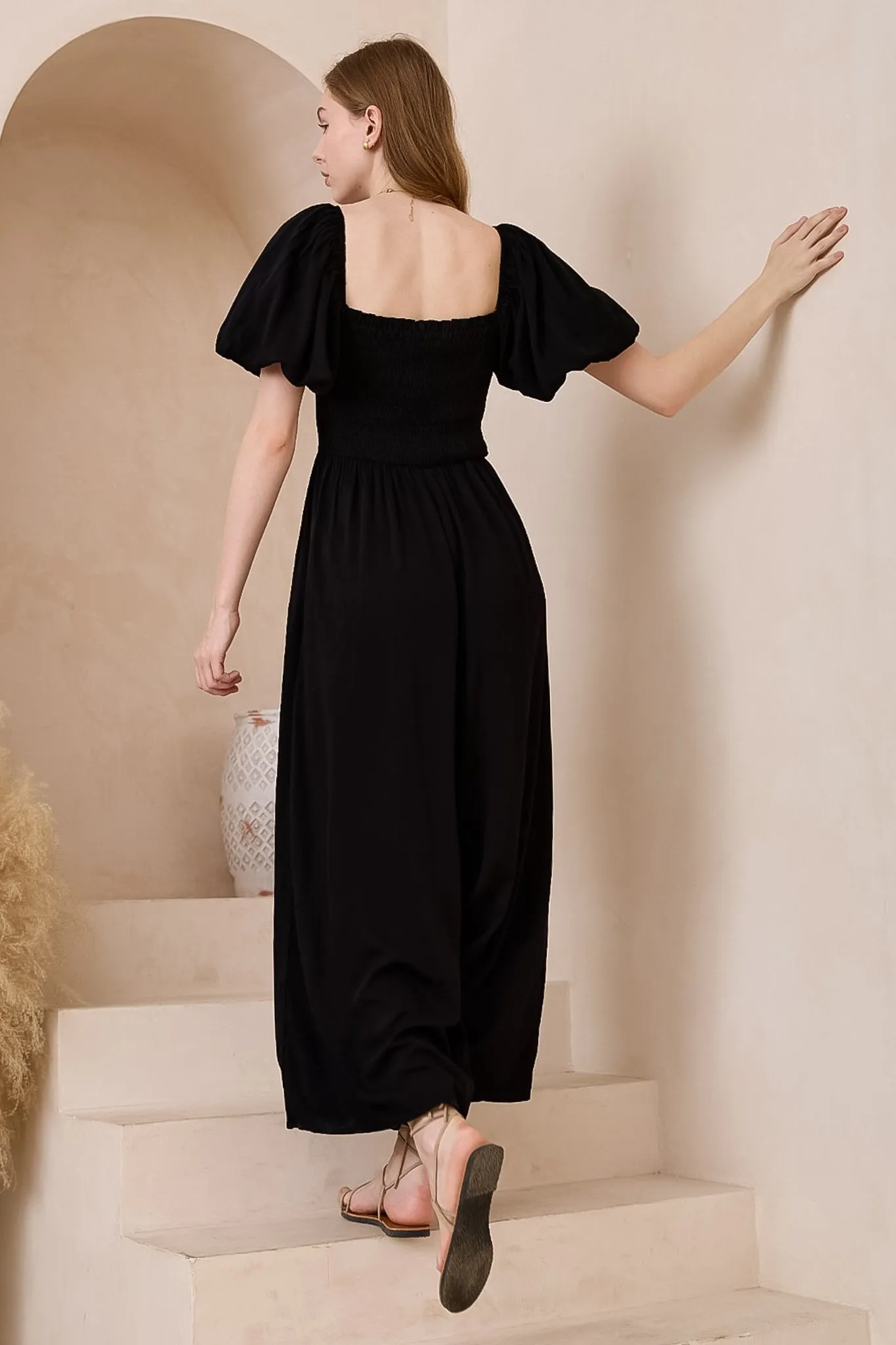 Elsa Jumpsuit - On or Off Shoulder Wide Leg Jumpsuit in Black sold by Salty Crush product image thumbnail 4