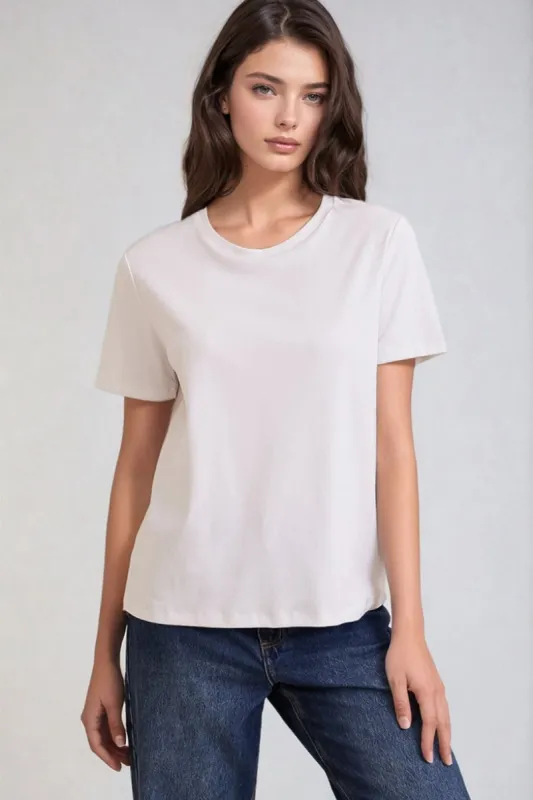 Charlotte T-Shirt - Classic Crew Neck Tee in White sold by Salty Crush