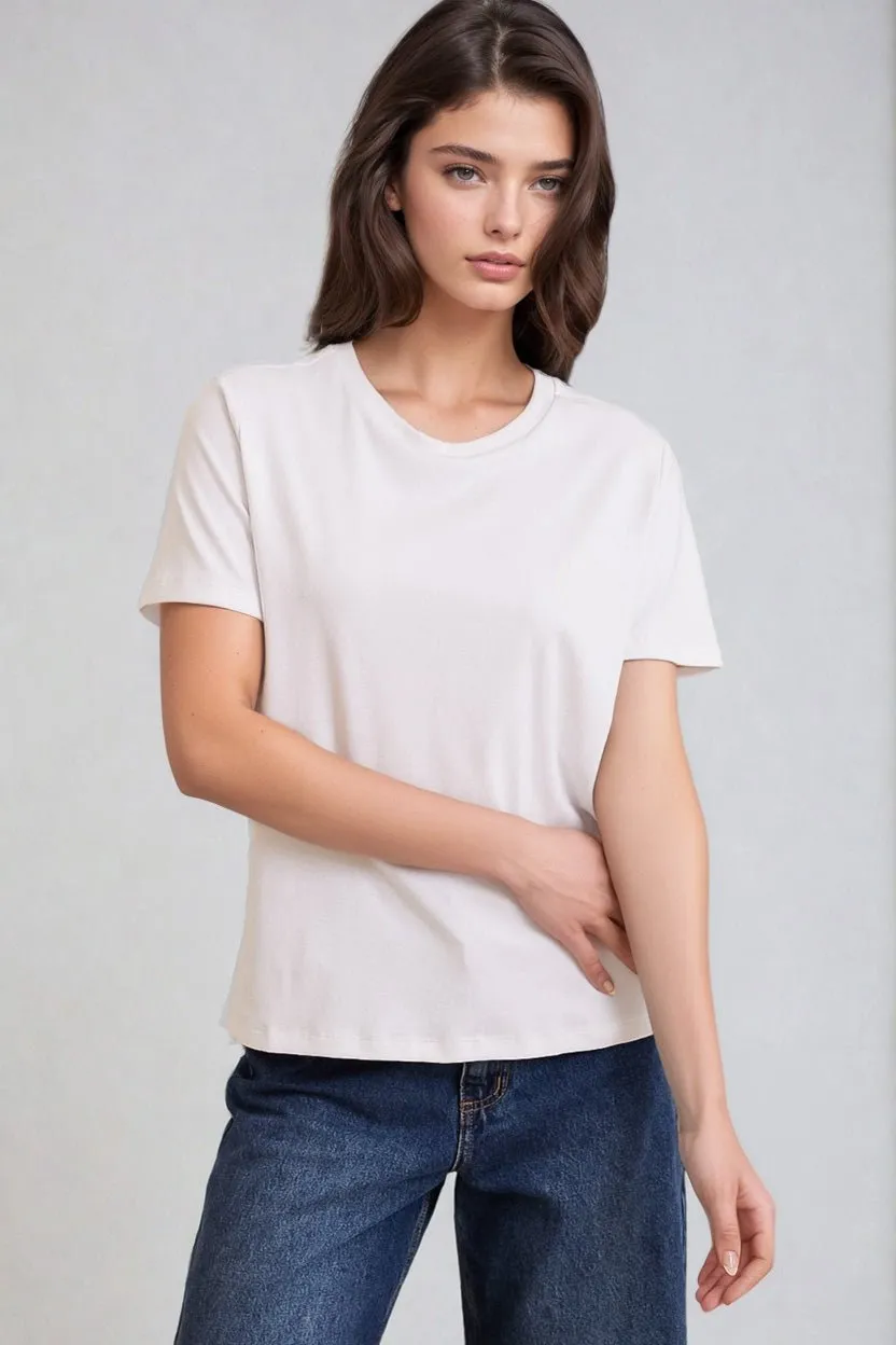 Charlotte T-Shirt - Classic Crew Neck Tee in White sold by Salty Crush product image thumbnail 2