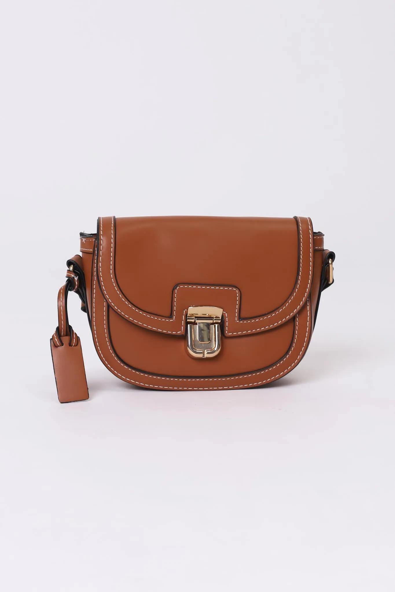 Collins Contrast Stitching Saddle Bag - Brown sold by Salty Crush product image thumbnail 4