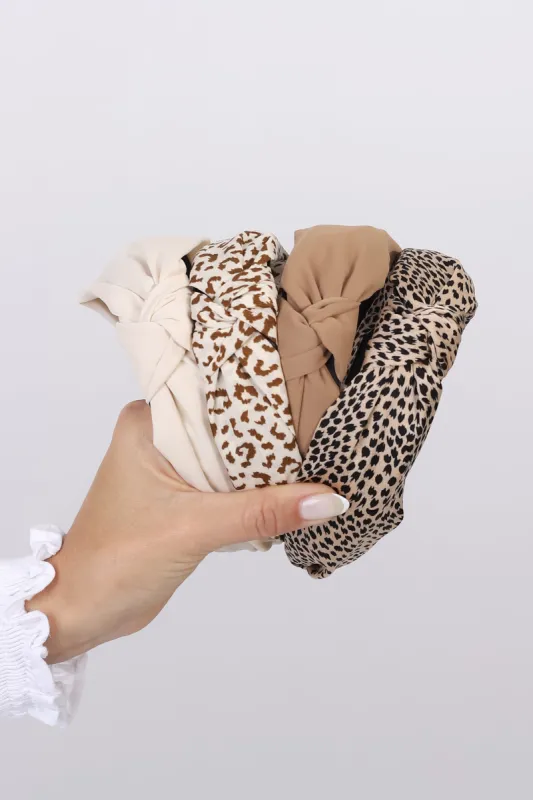 4 Pack Vern Knot Top Headband - Leopard sold by Salty Crush