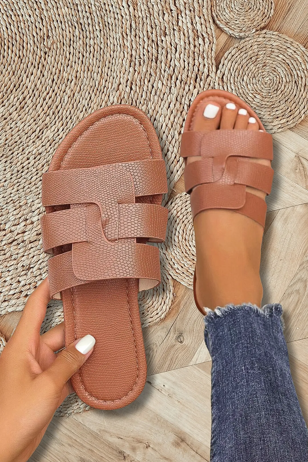 Ash Braided Slides - Brown sold by Salty Crush