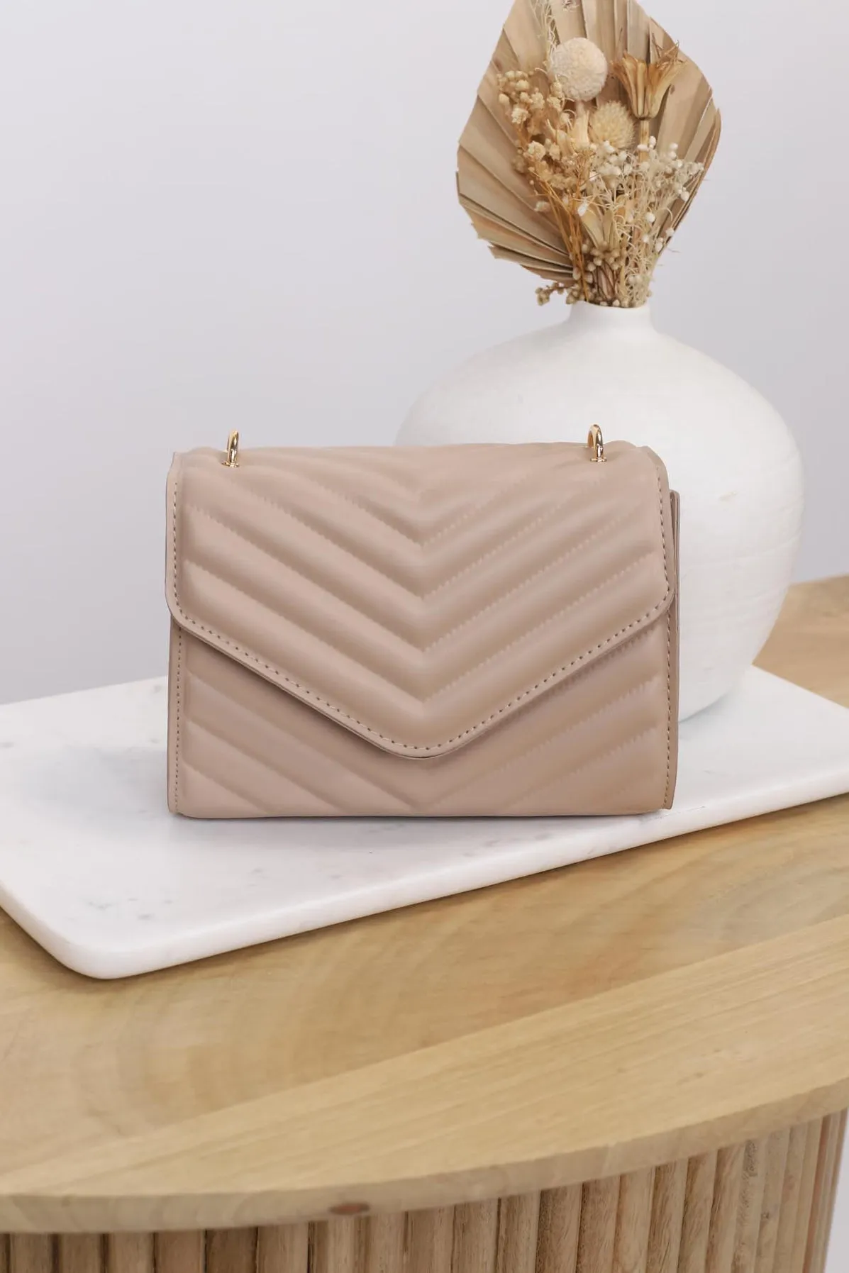 Rosie Chevron Quilted Bag - Taupe sold by Salty Crush product image thumbnail 2
