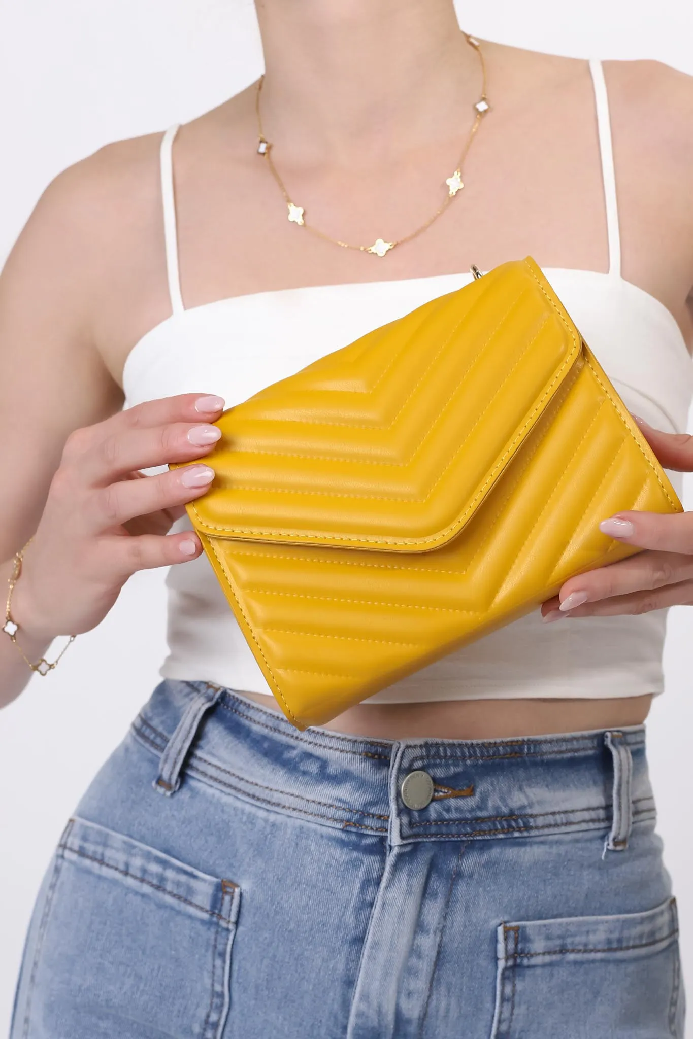 Rosie Chevron Quilted Bag - Mustard sold by Salty Crush product image thumbnail 2