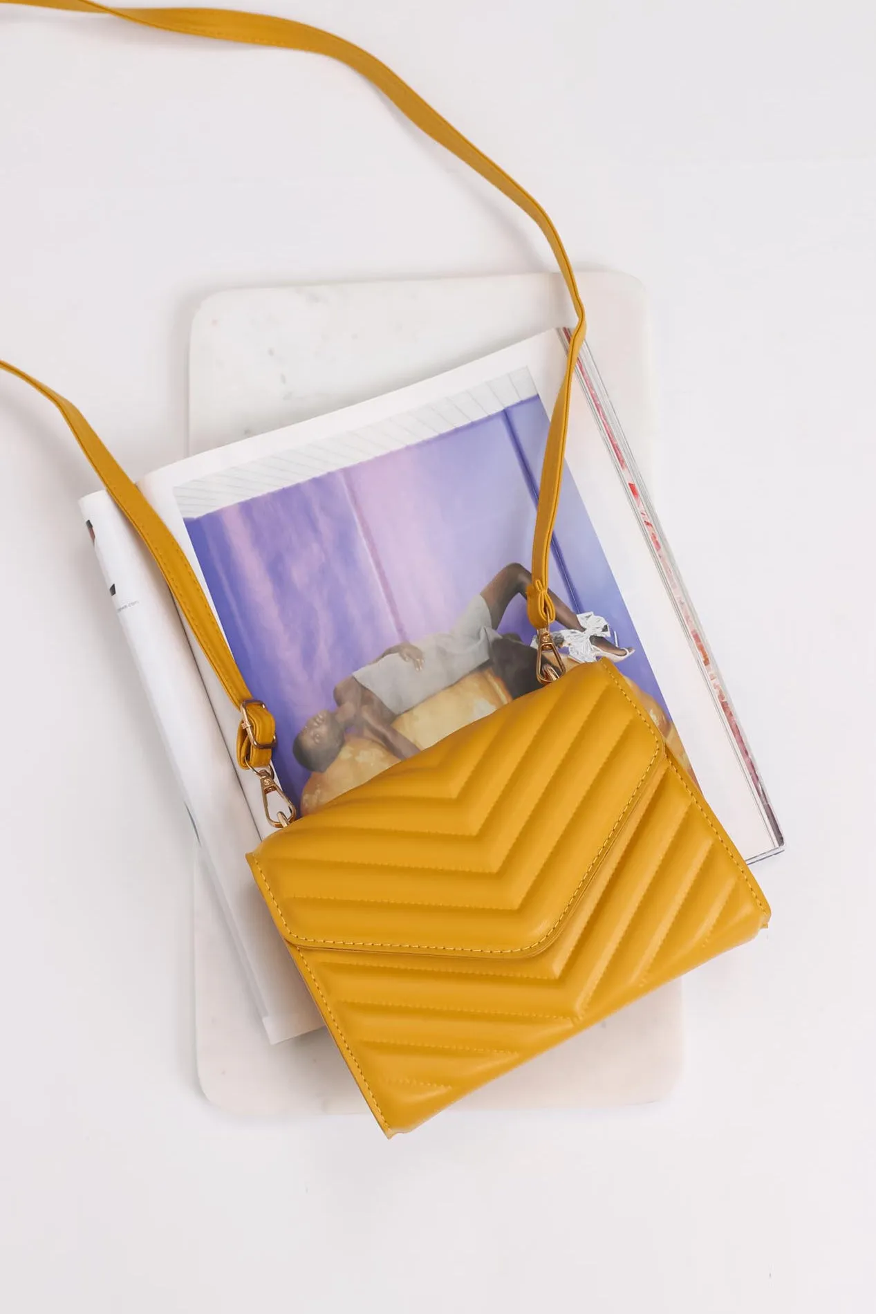 Rosie Chevron Quilted Bag - Mustard sold by Salty Crush product image thumbnail 5