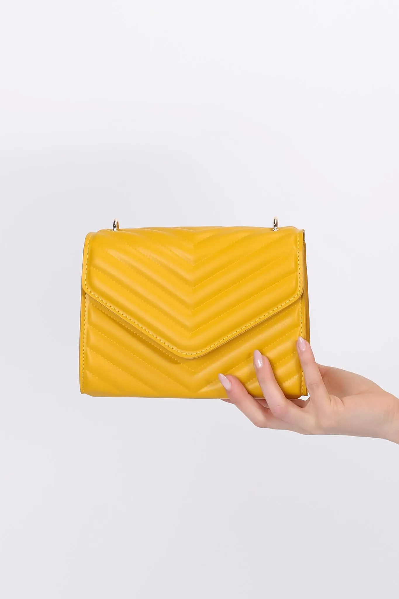 Rosie Chevron Quilted Bag - Mustard sold by Salty Crush product image thumbnail 4