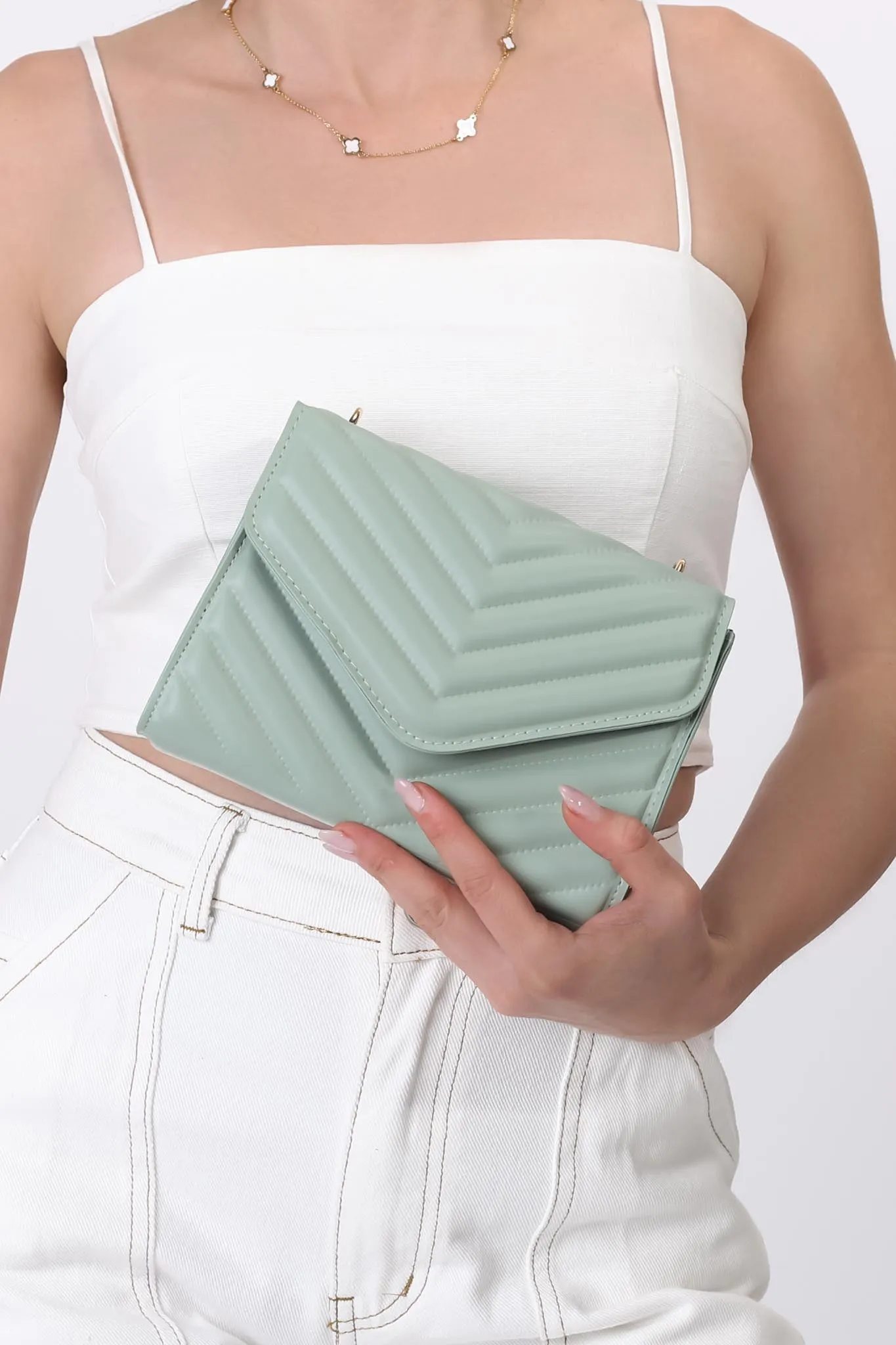 Rosie Chevron Quilted Bag - Mint sold by Salty Crush product image thumbnail 4