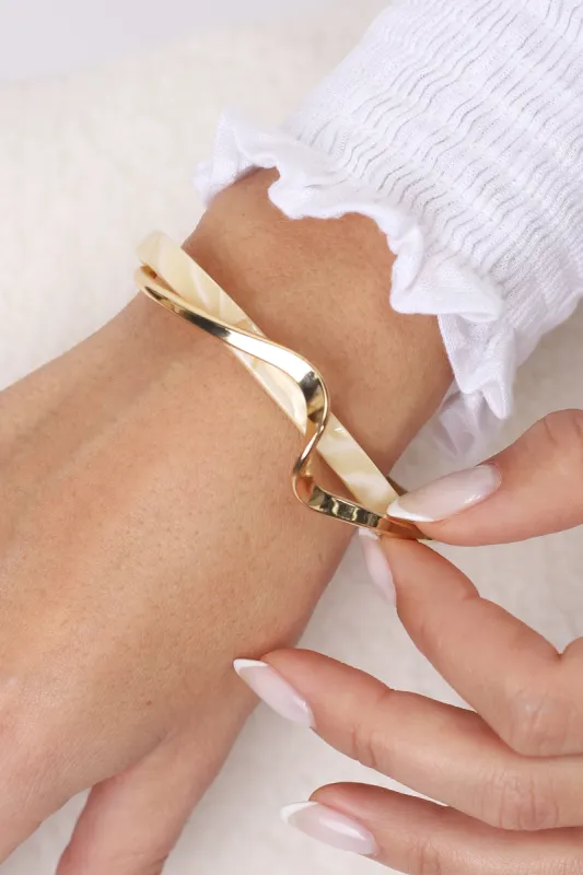 Emil Resin Layered Cuff Bracelet - Gold sold by Salty Crush